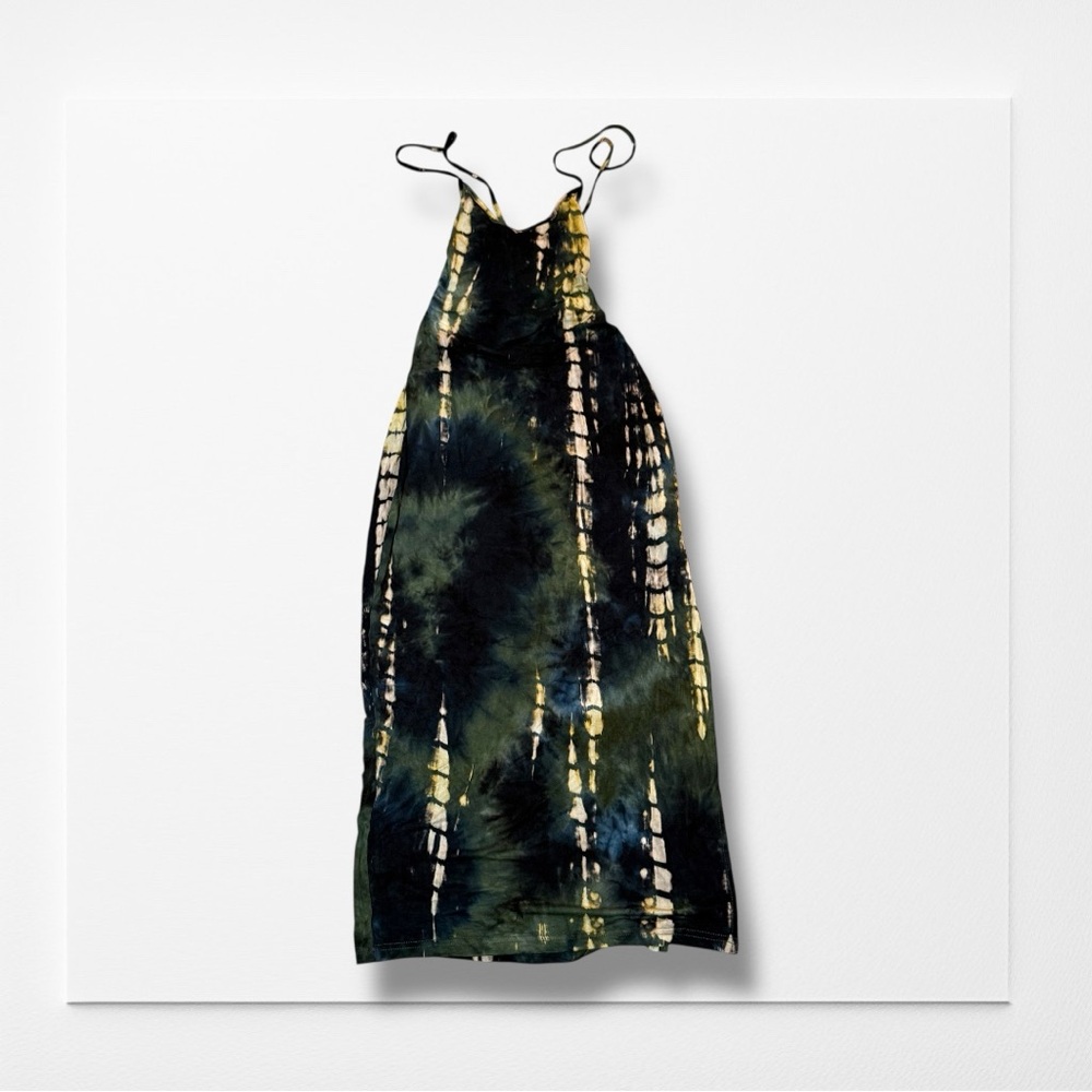 USHDELE Bodycon Tie Dye Dress with Halter Neck, Size Medium